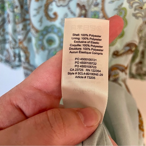 Aritzia Wilfred Amandine Mini Peasant Dress Paisley Print Chiffon Ruffle Medium - Picture 10 of 10